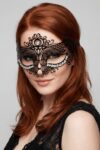Masque vénitien Ornella rigide noir avec strass