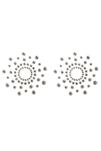 Paire de cache tétons adhésifs strass blanc