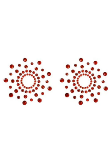 Paire de cache tétons adhésifs strass rouge