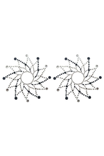 Paire de cache tétons adhésifs strass noir et blanc