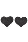 Paire de cache tétons adhésifs coeur pailleté noir