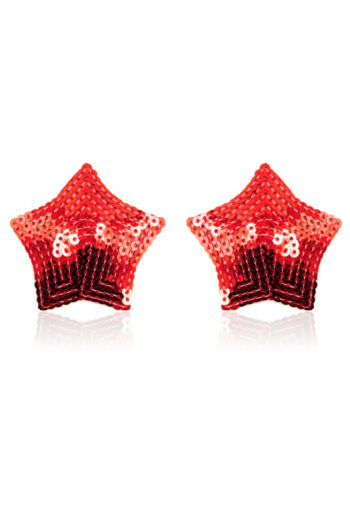 Paire de cache tétons adhésifs étoile pailletée sequin rouge