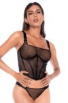 Top style corset en large résille et tanga