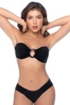 Bikini Bandeau Noir avec Anneau Central
