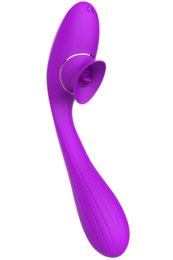 Stimulateur Clitoridien avec langue Vibromasseur Point G 2-en-1 DISA Violet Cœur Ardent