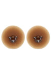 Paire de cache-tétons piercing barre demi-anneau faux diamant peau métisse