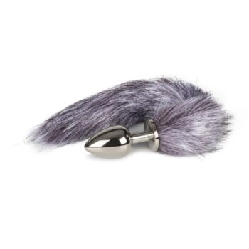 Easytoys Fetish - Vossenstaart plug L - Zilver/Grijs