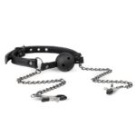 Easytoys Fetish - Open Ball Gag Met Tepelklemmen