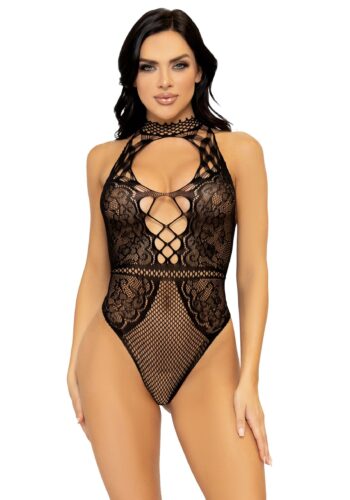 Visnet Kanten Bodysuit - Zwart