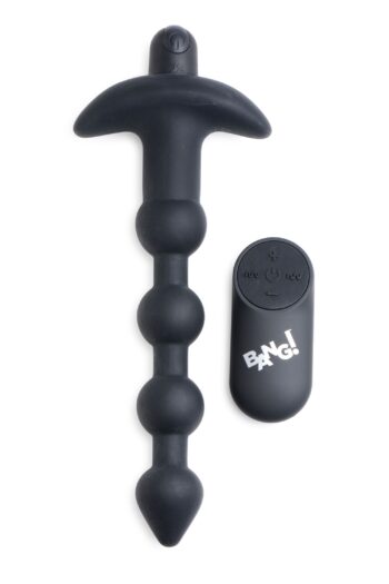 BANG! - 28X Vibrerende Silicone Anaalkralen met Afstandsbediening - Zwart
