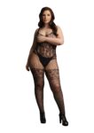 Le Desir - Kant en Visnet Bodystocking - Zwart