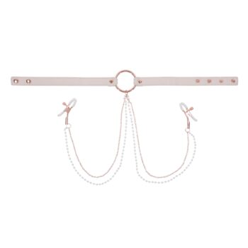 Sportsheets – S&M Peaches ‘n CreaMe Halsband met Tepelklemmen – Cream