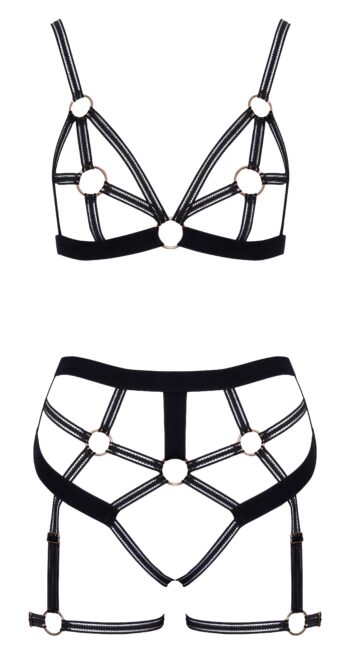 Cottelli LINGERIE – Ouvert Set Bh & Slip – Zwart