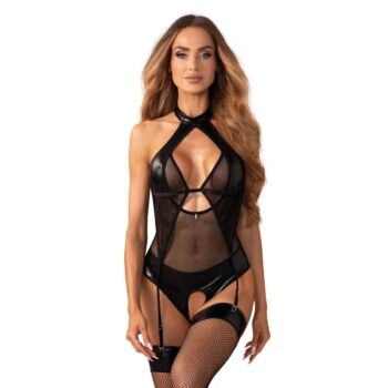 Obsessive – Dominna Crotchless Teddy – Black