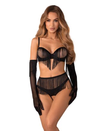 Obsessive - Rossay 4-delige Open Set - Zwart
